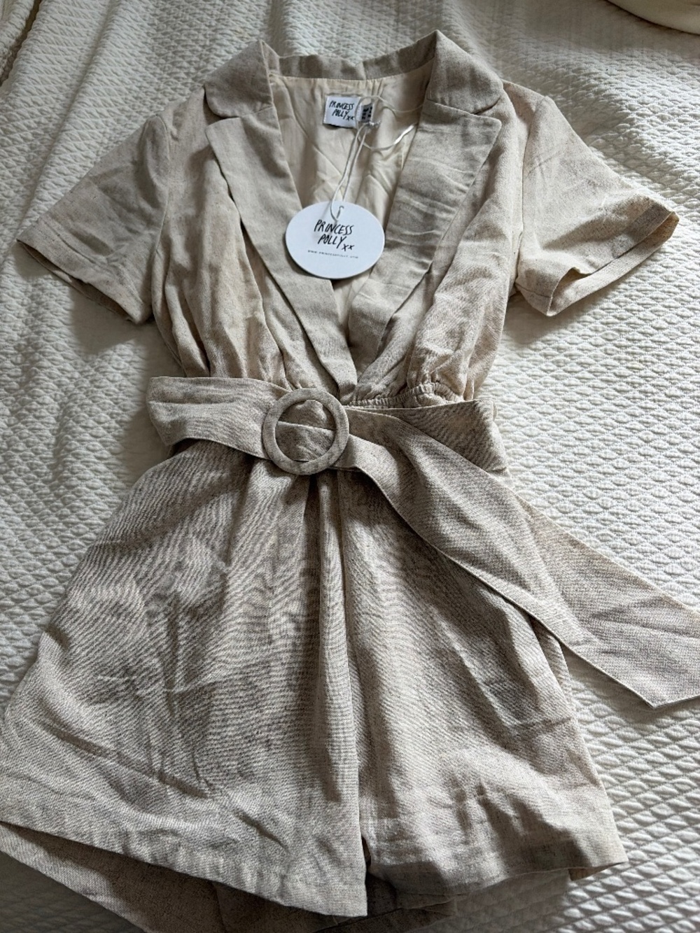 Princess Polly Turin Romper Beige